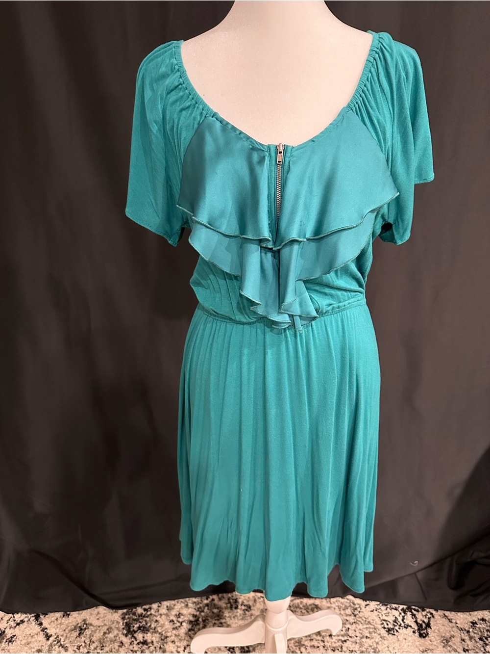 BCBGeneration Teal Ruffle Front Dress